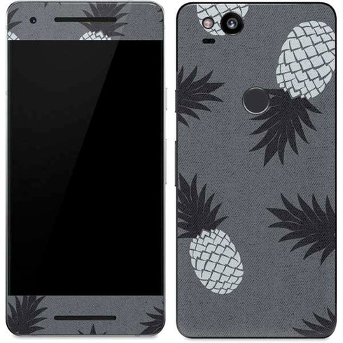 Black and White Pineapples Google Pixel 2 Skin